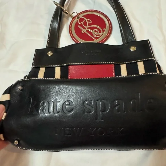 Kate Spade Vintage Black and Red Striped Women's Bag - Picture 4 of 9